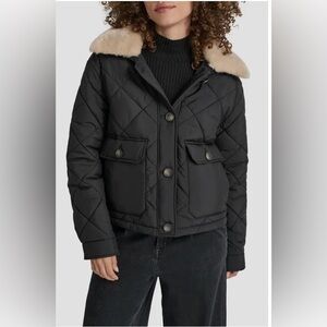 DKNY Faux Fur Cropped Quilted Jacket